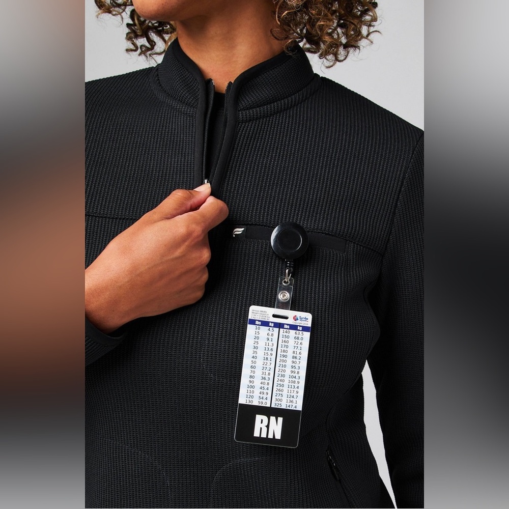 Fabletics Pace Quarter Zip Black Performance Stre… - image 4